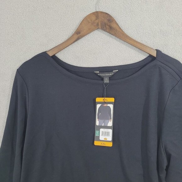 NEW Banana Republic Womens XXL Long Sleeve Scoop Neck Top Black - Picture 7 of 9